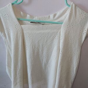 Cream Eyelet Top
